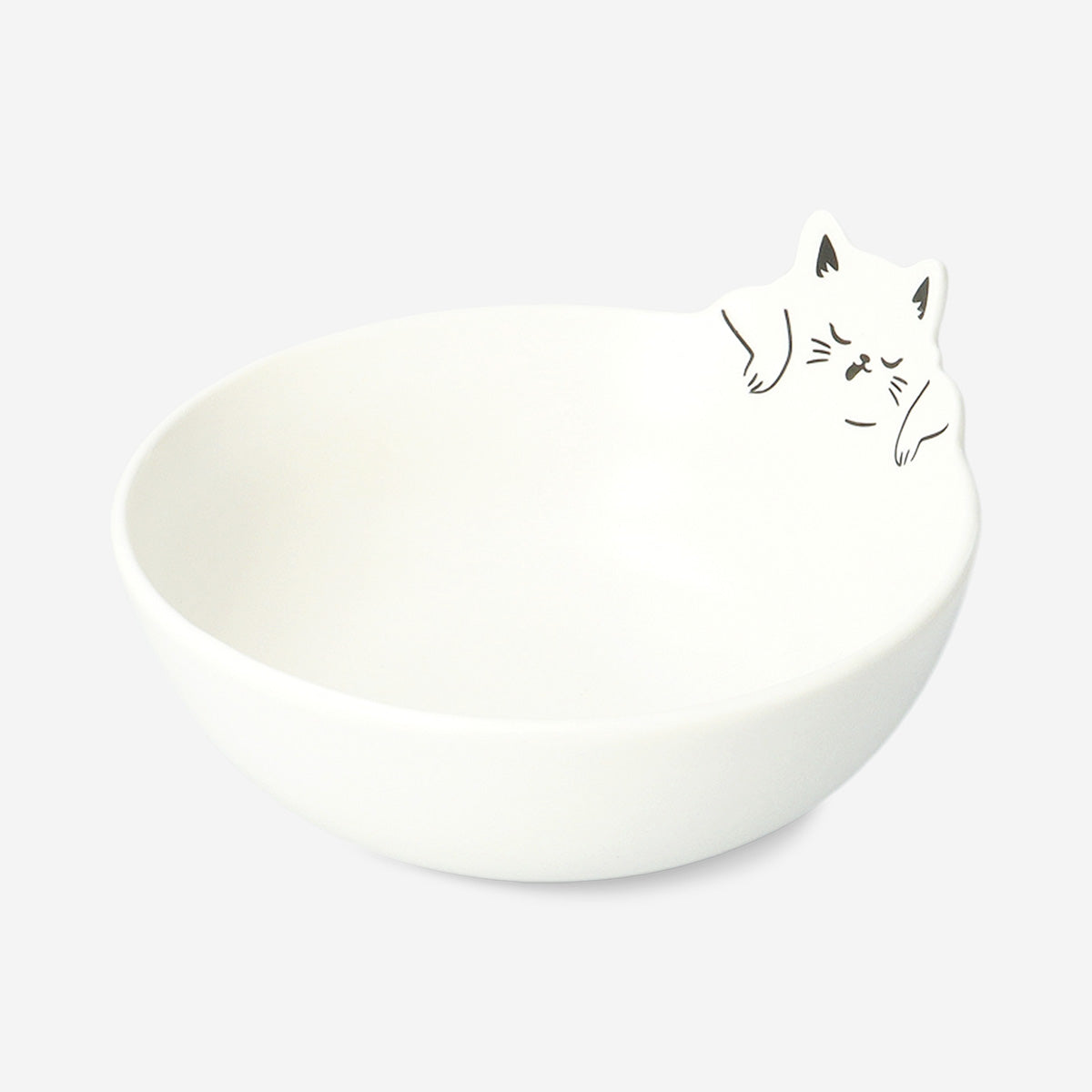 Kedi Figürlü Beyaz Kase  15 cm