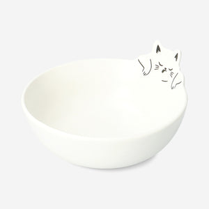 White bowl with cat - 15 cm