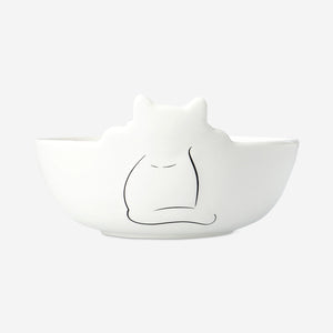 White bowl with cat - 15 cm