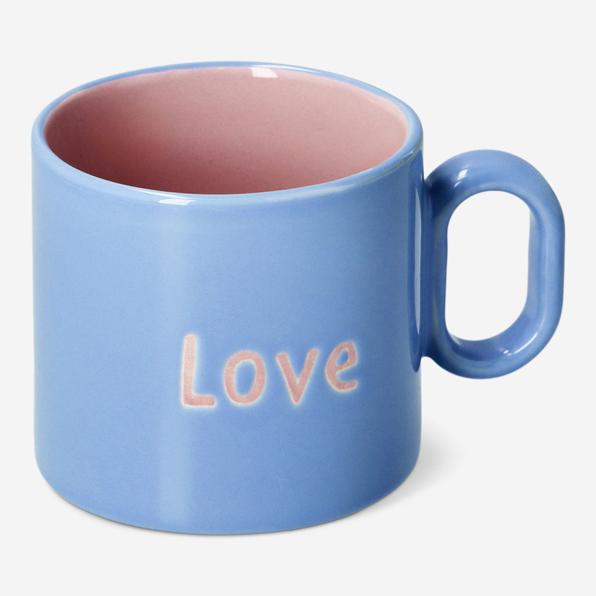 Love Yazılı Mavi Seramik Kupa 313 ml
