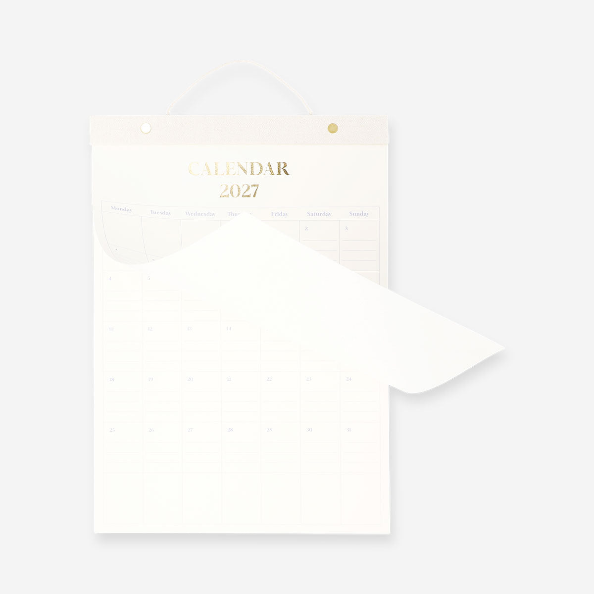 Monthly calendar for hanging 2027