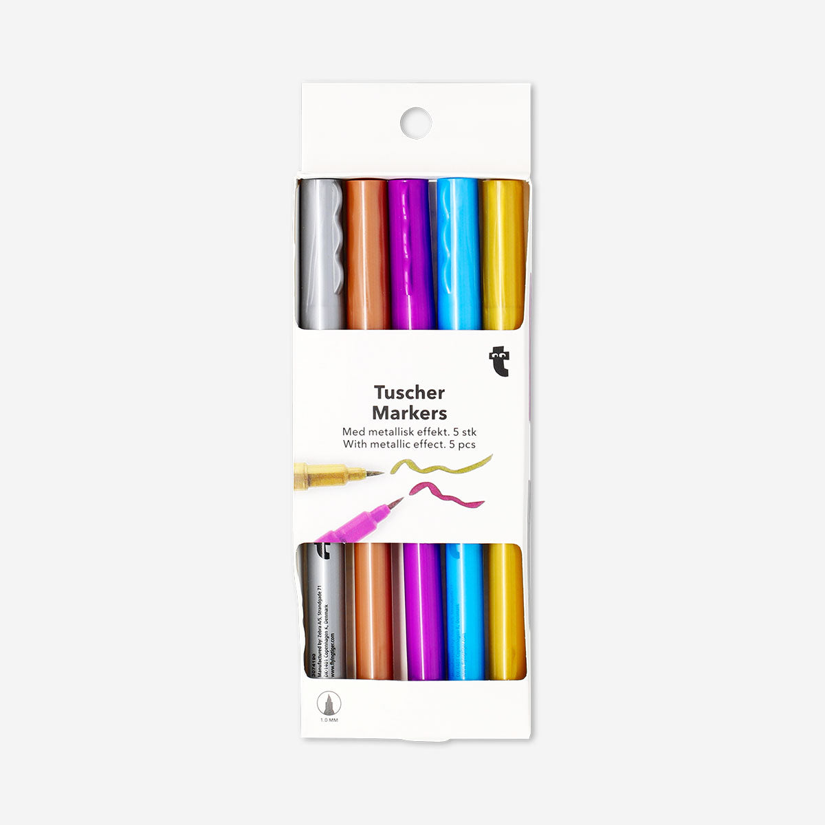 Fine brush markers with metallic effect - 5 pcs