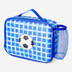 Blue lunchbox bag with football motif - 19x25 cm