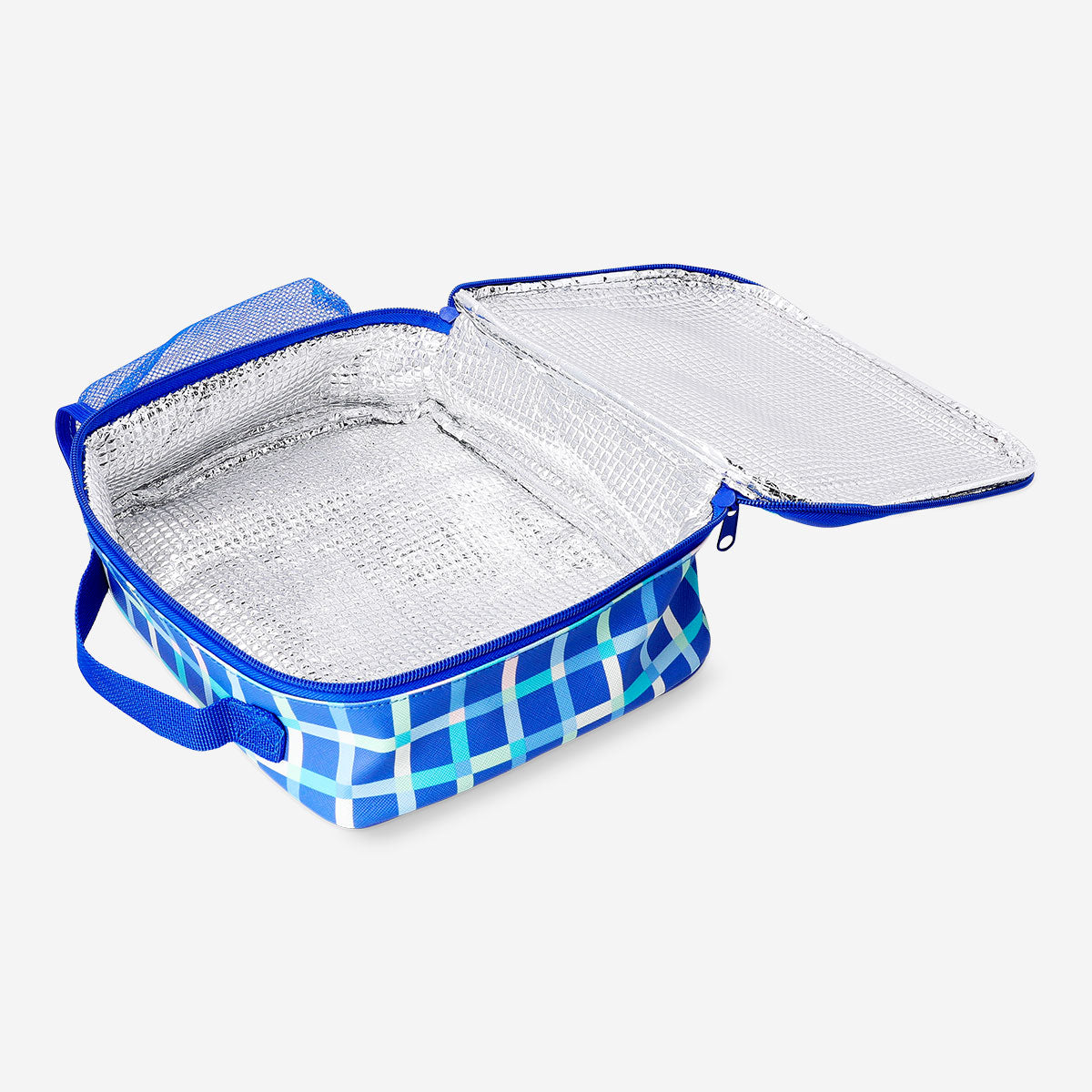 Blue lunchbox bag with football motif - 19x25 cm