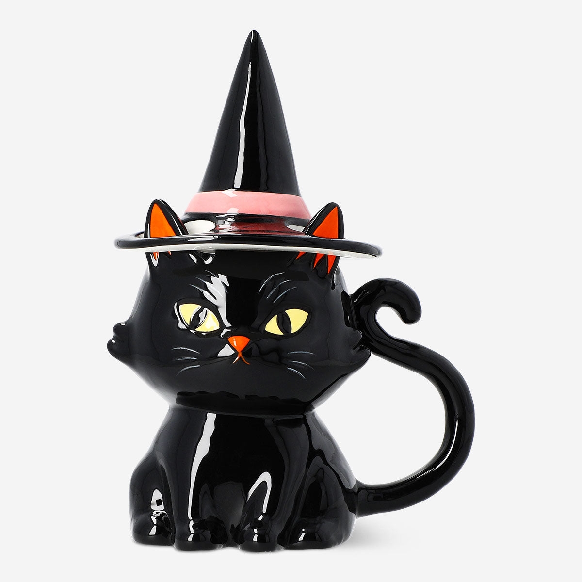 Cadı Şapkalı Siyah Kedi Seramik Kupa