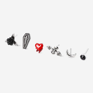 Set of stud earrings - Gothic designs - 6 pcs