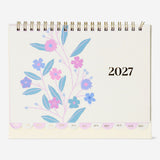 Monthly floral desk calendar with stickers 2027 