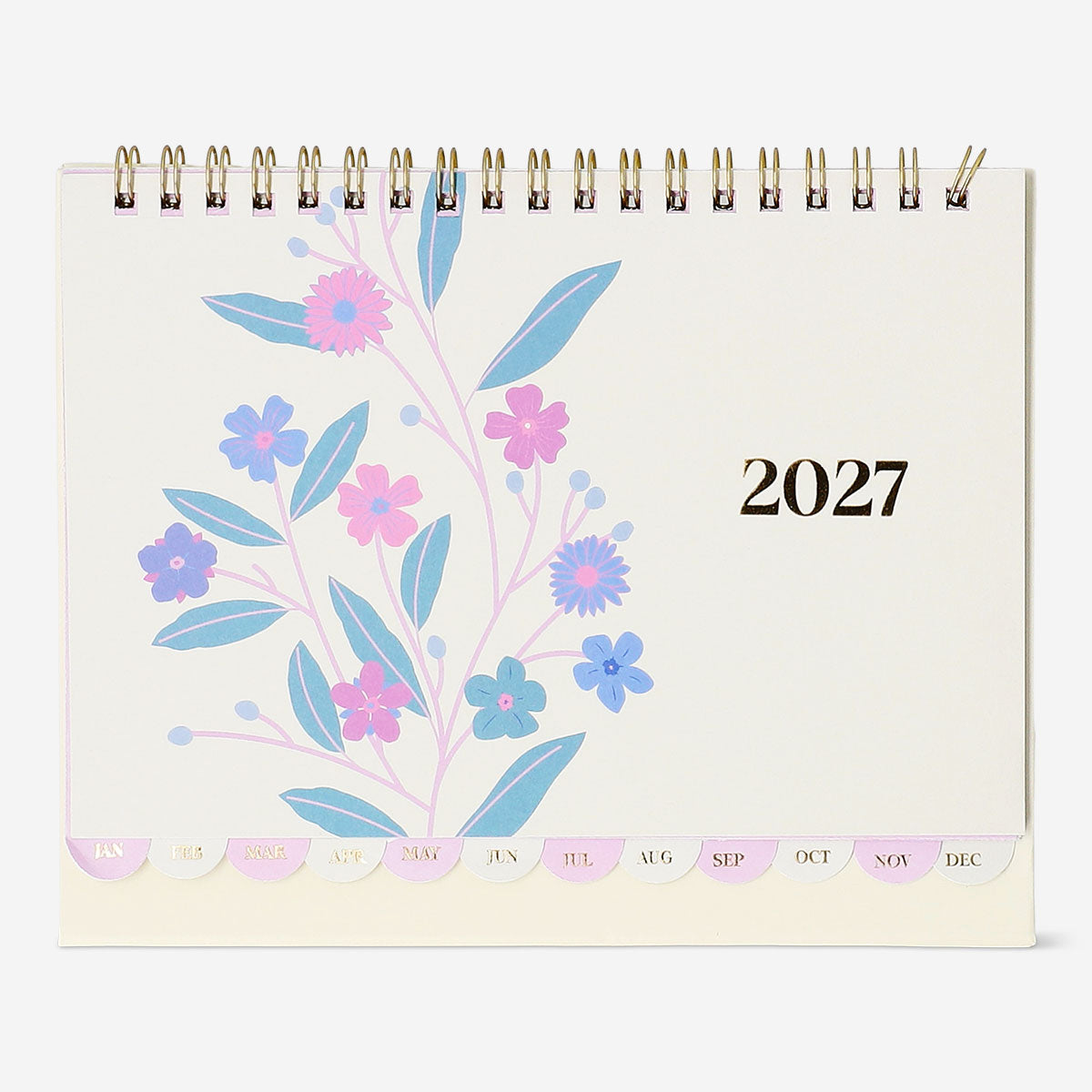 Monthly floral desk calendar with stickers 2027 