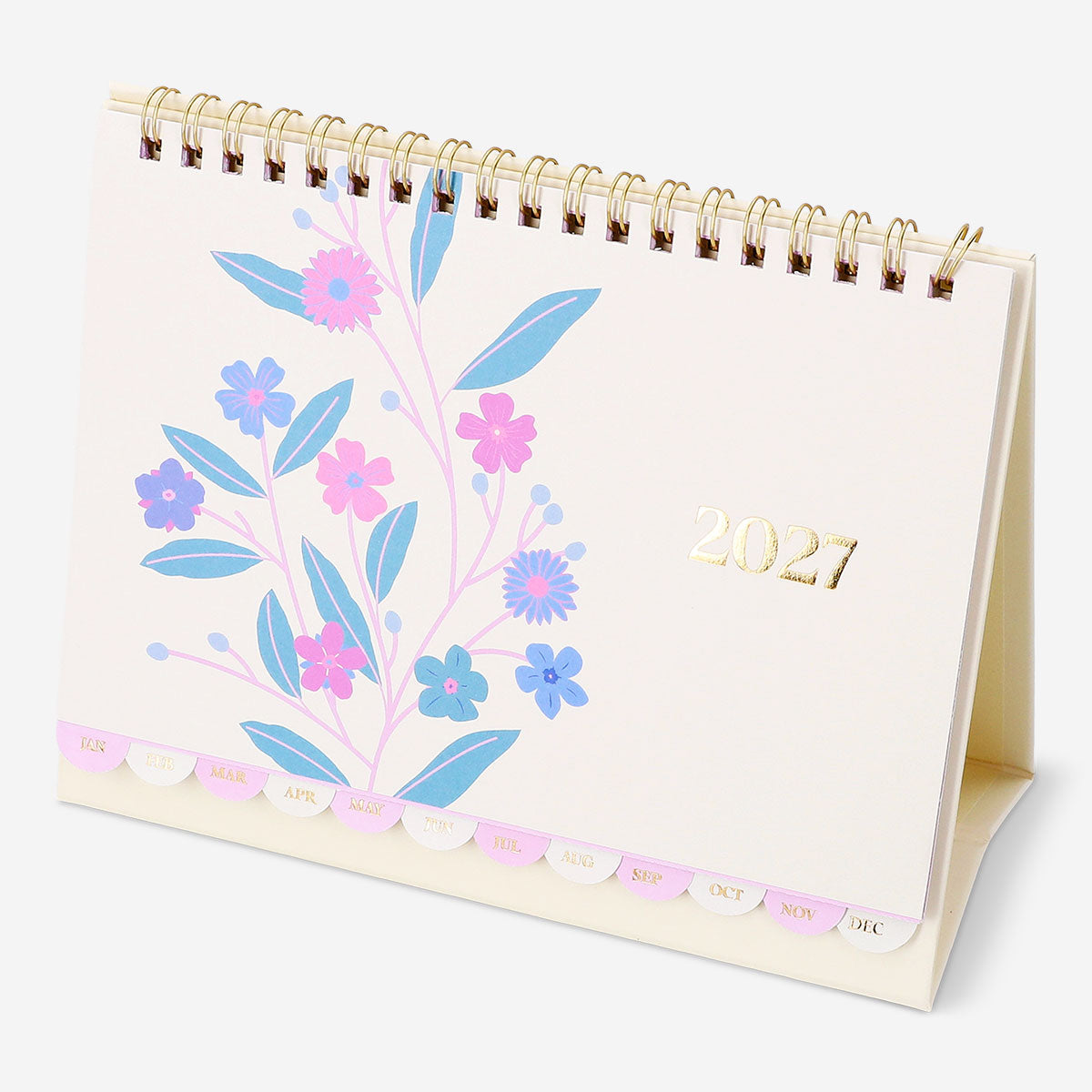 Monthly floral desk calendar with stickers 2027 