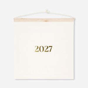 Ahşap Detaylı Bej Duvar Takvimi 2027