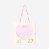 Pink heart monthly calendar for hanging 2027