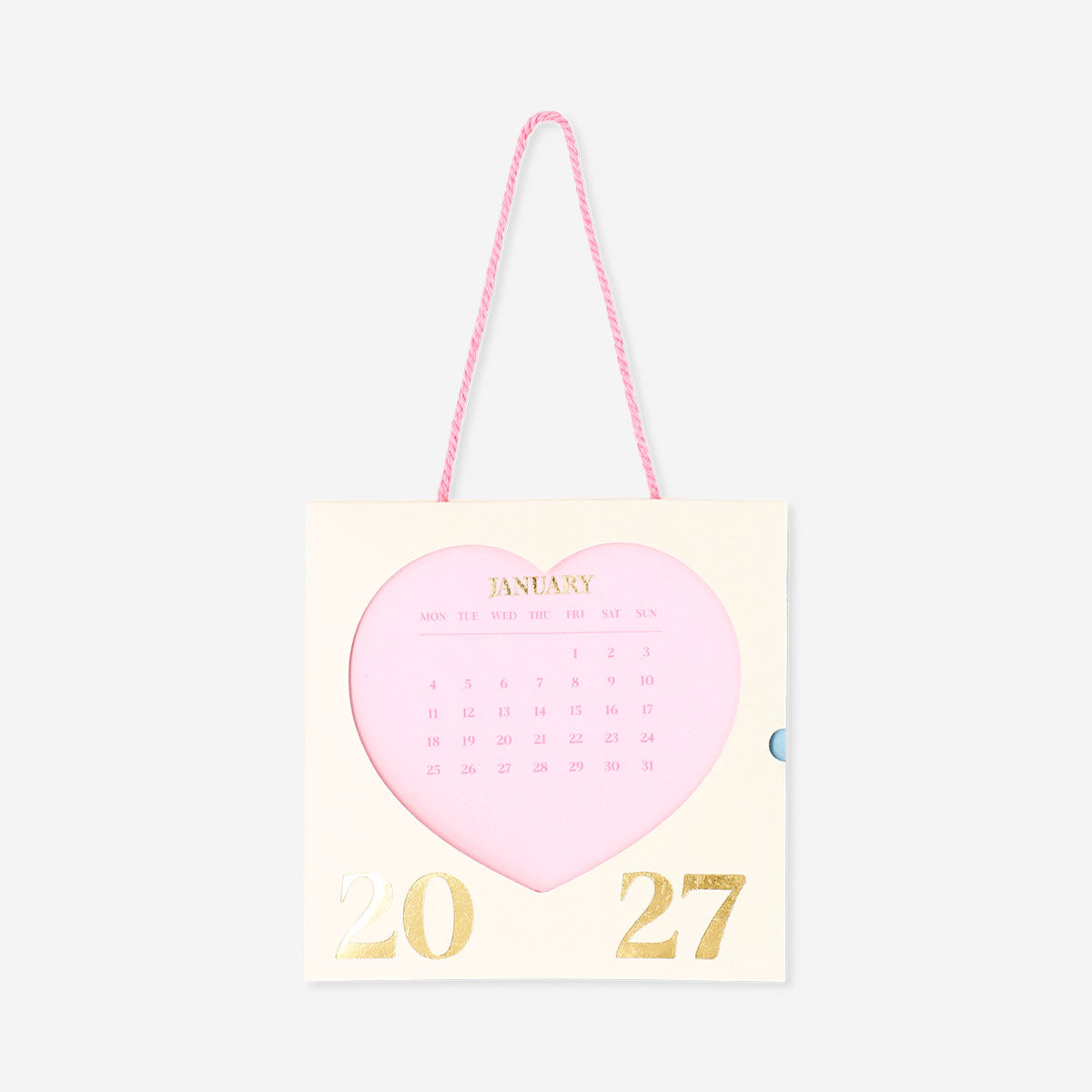 Pink heart monthly calendar for hanging 2027