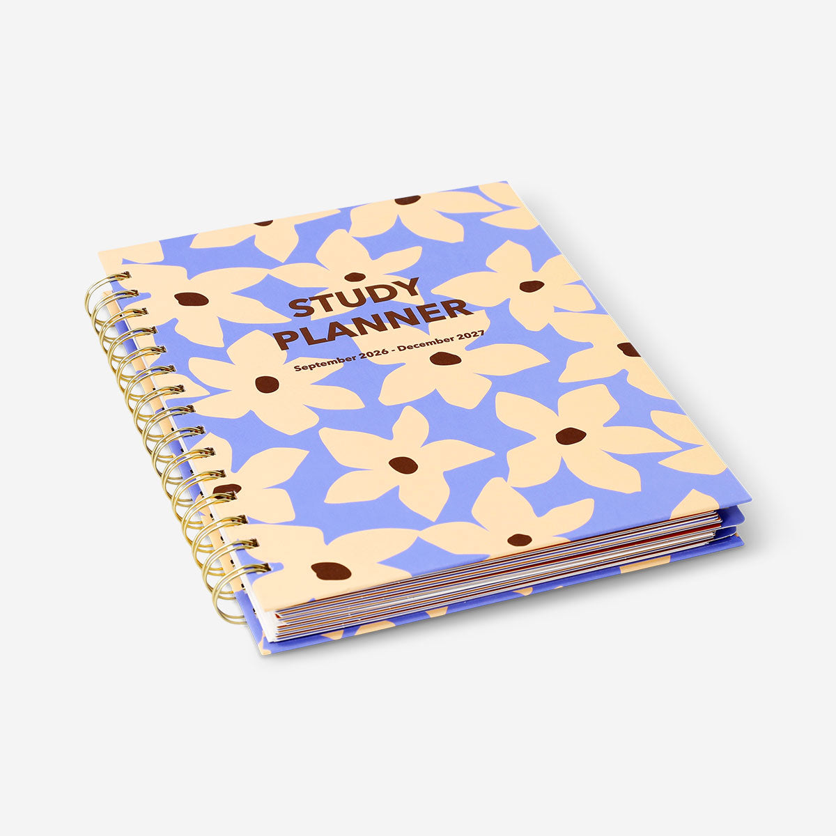 Bej Çiçekli Çalışma Planlayıcı Defter