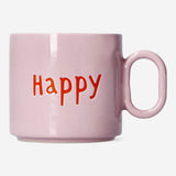 Pembe Happy Yazılı Seramik Kupa
