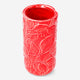 Red vase with embossed leaf design - 16 cm