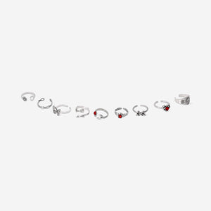 Set of adjustable rings - Romantic gothic - 9 pcs