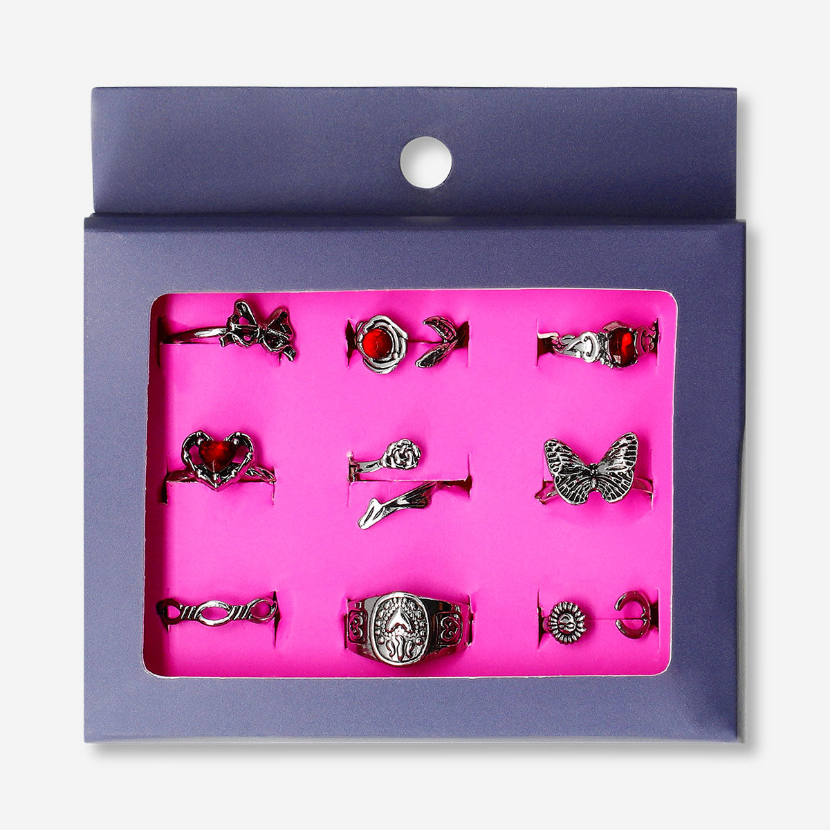 Set of adjustable rings - Romantic gothic - 9 pcs