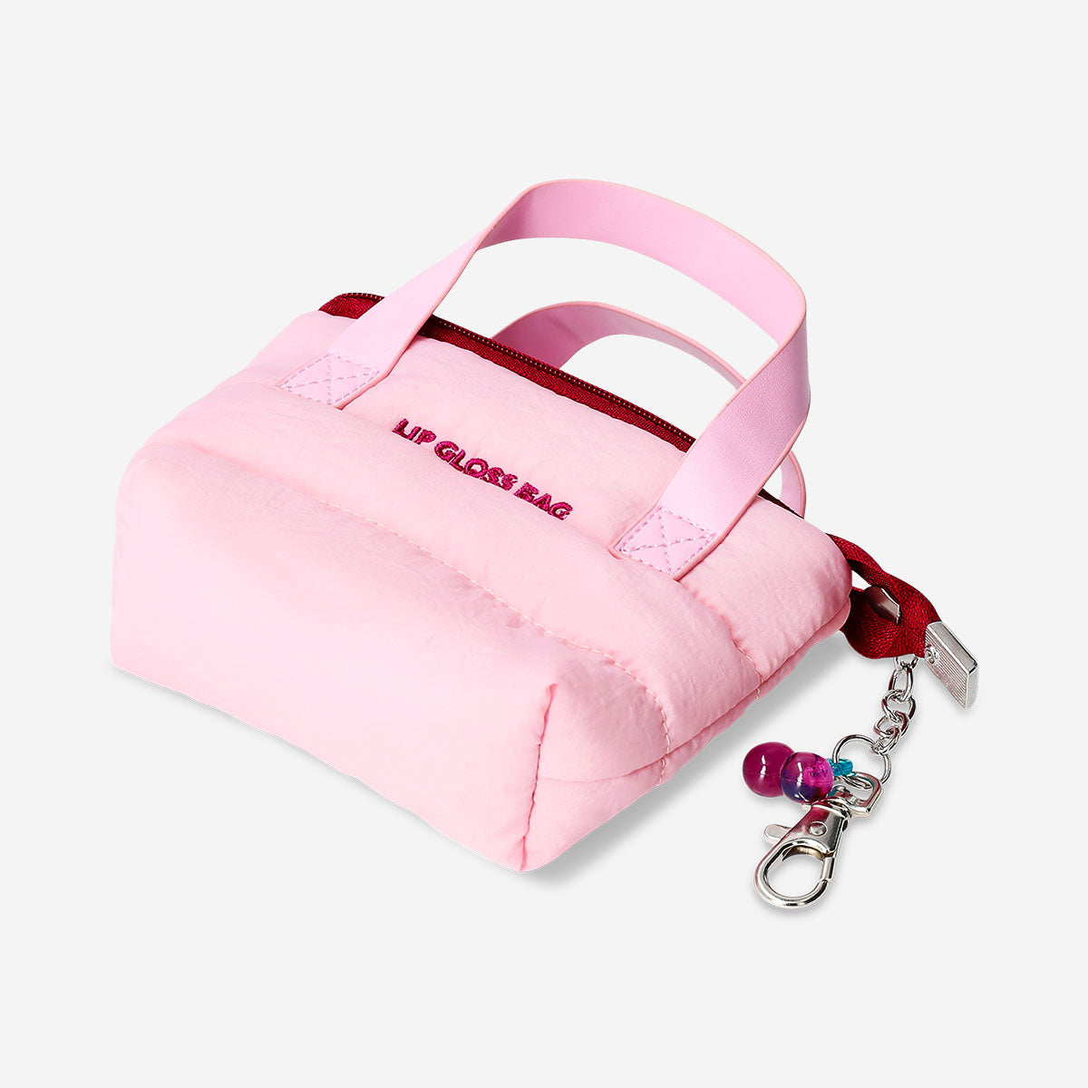 Mini toiletry bag for lip gloss with cherry charm