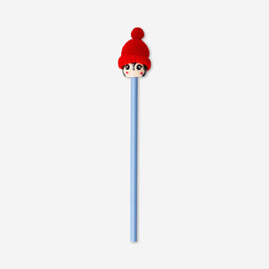 Pencil - Penguin with Santa hat topper