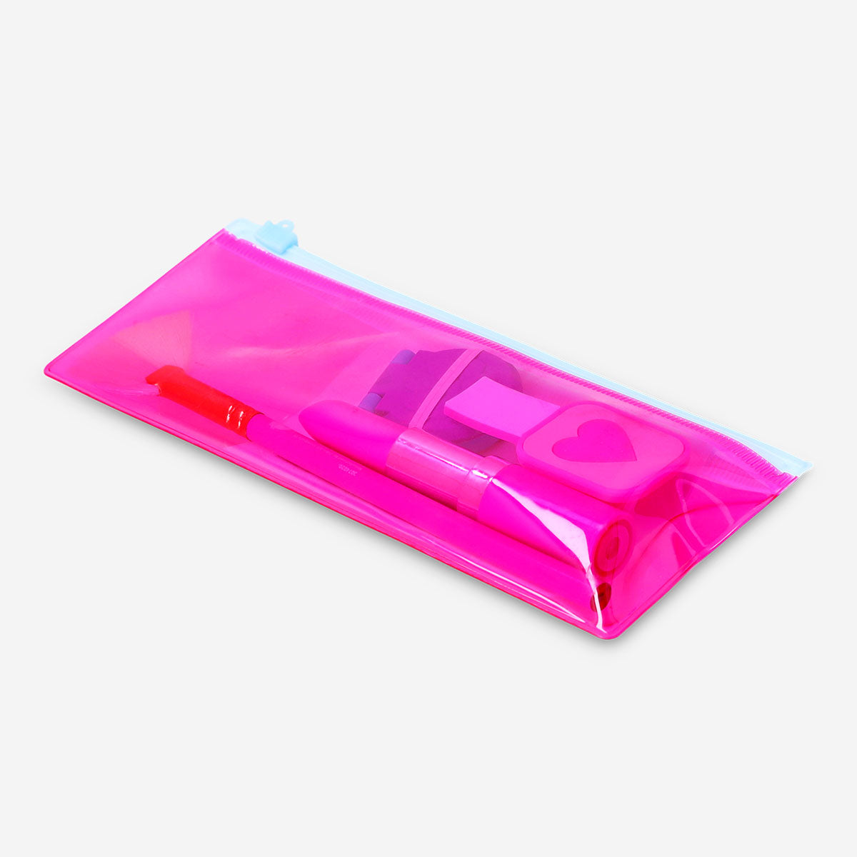 Pembe Şeffaf Kutulu Kırtasiye Seti