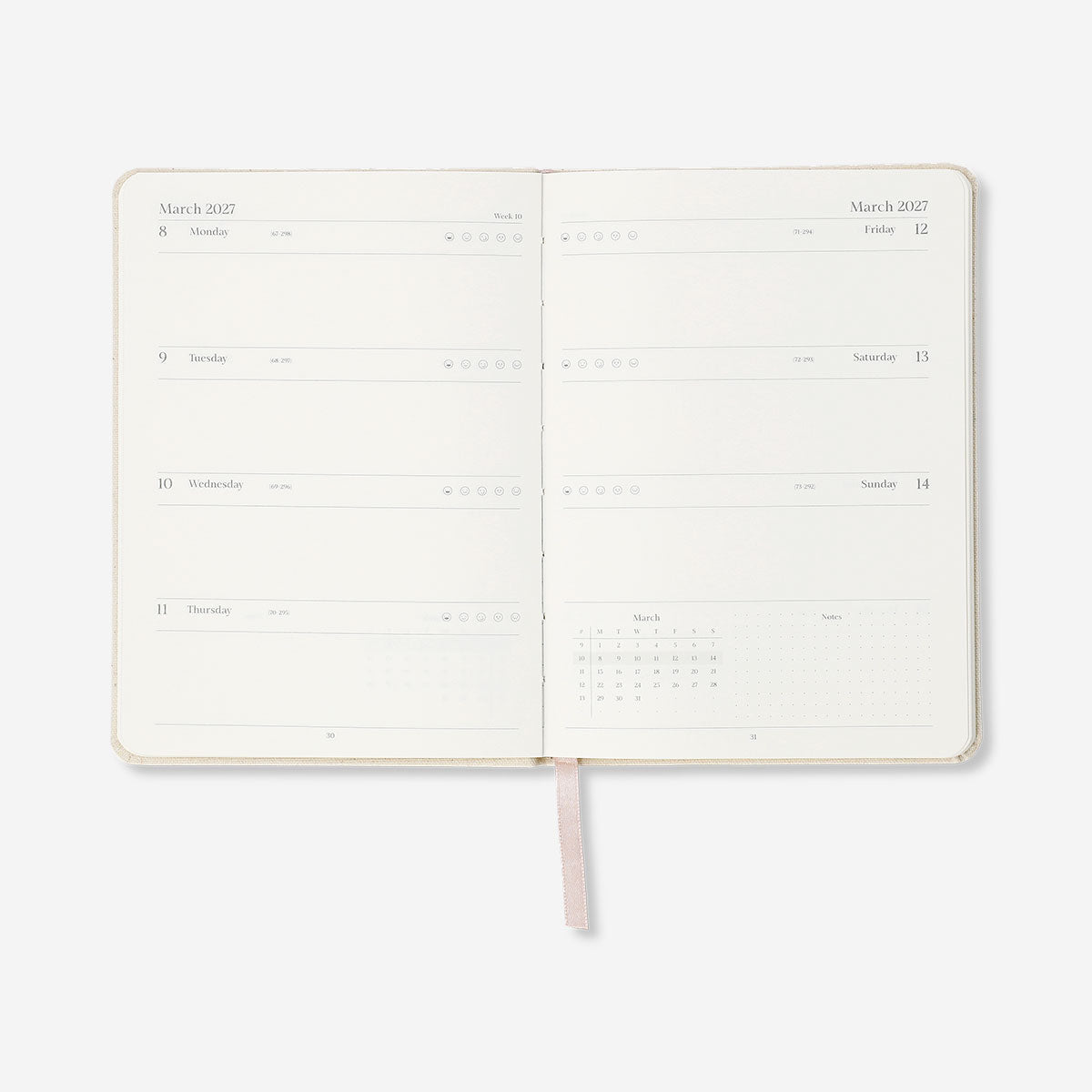 B6 fabric cover daily diary 2027 - English