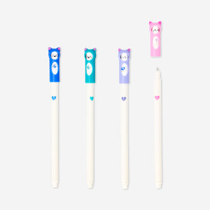 Glitter gel pens with cat toppers - 4 pcs