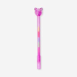 Multi-coloured gel pen - Purple cat topper