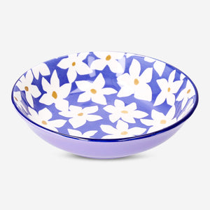 Low ceramic bowl with floral design - 14 cm