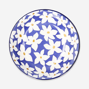 Low ceramic bowl with floral design - 14 cm