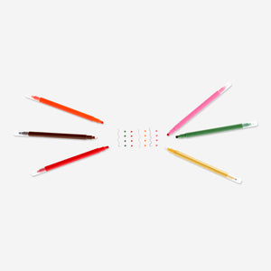 Dual-tip markers with fineliners and stamps - 12 pcs
