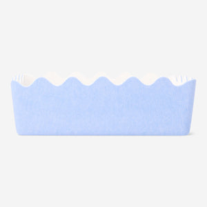 Blue felt storage basket with scalloped edges - 20x30 cm
