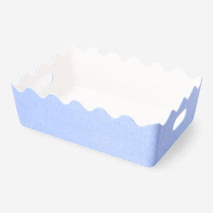 Blue felt storage basket with scalloped edges - 20x30 cm
