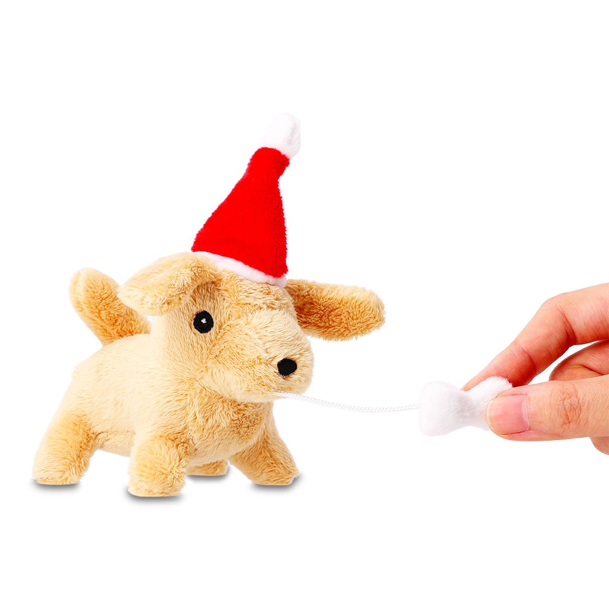 Noel Baba Şapkalı Peluş Köpek