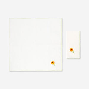 Fabric napkins with embroidered sunflowers - 2 pcs