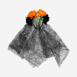 Costume hairband with skull and veil - For adults