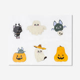 Window decorations with cute Halloween characters