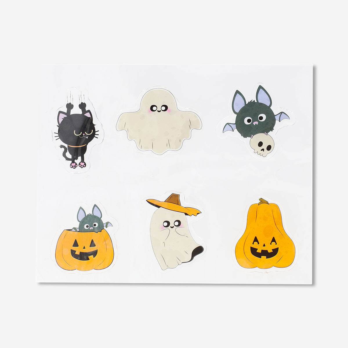 Window decorations with cute Halloween characters