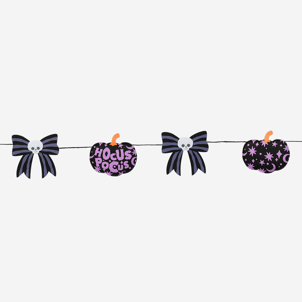Halloween felt garland with pumpkins and bows - 300 cm