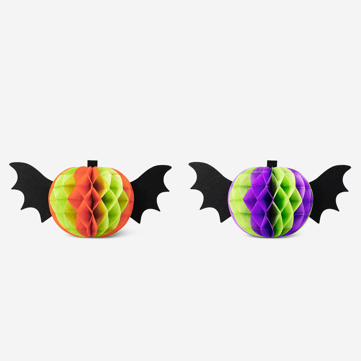 Honeycomb paper pumpkin with wings table decorations - 2 pcs