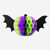 Honeycomb paper pumpkin with wings table decorations - 2 pcs