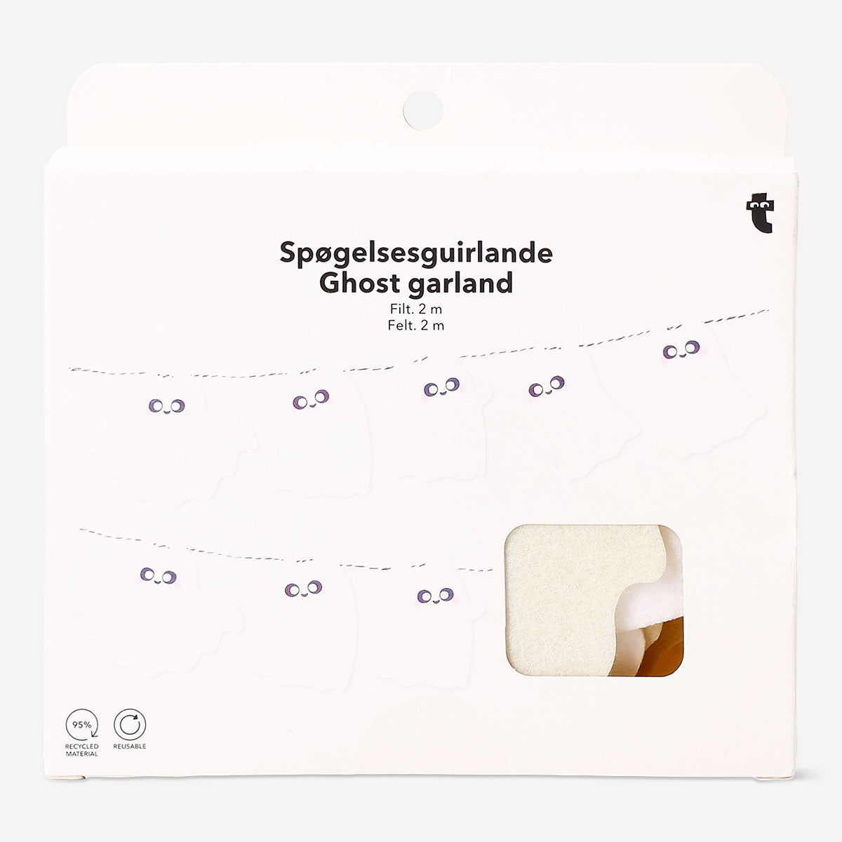 Halloween felt garland with ghosts - 200 cm