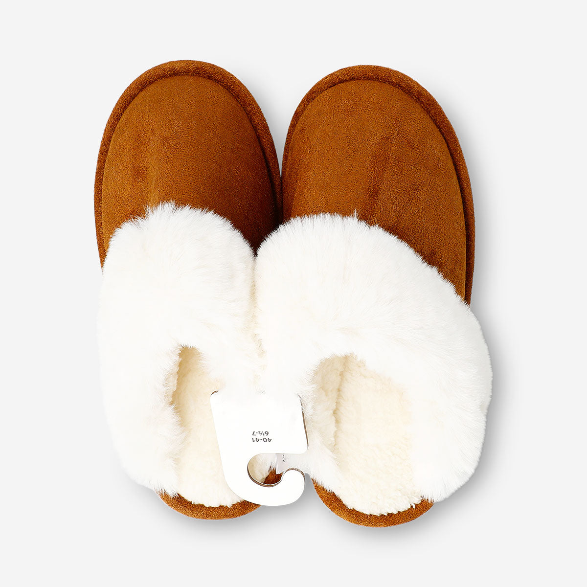 SLIPPERS BROWN W. PLUSH SIZE 40/41 RECYCLED