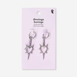 Hanging earrings - Spiky silver hearts 