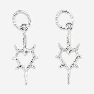 Hanging earrings - Spiky silver hearts 