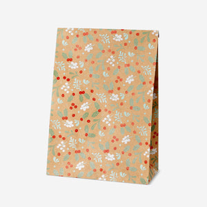 Gift bag - Paper bags with holly print - 3 pcs