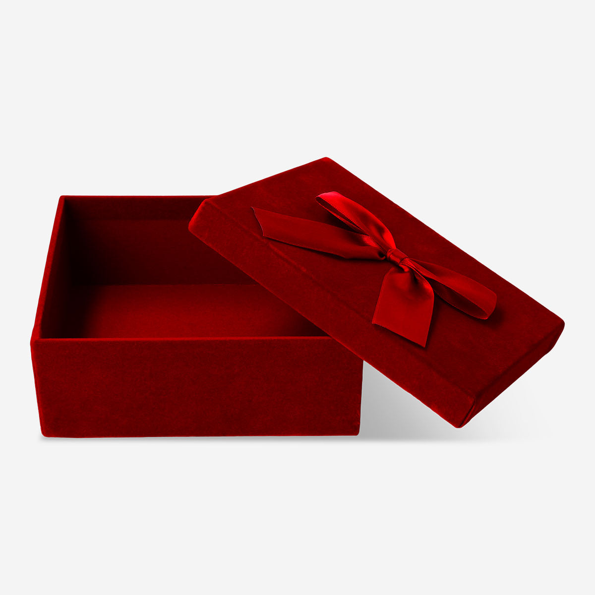 Fiyonklu Kırmızı Kadife Hediye Kutusu 18 cm