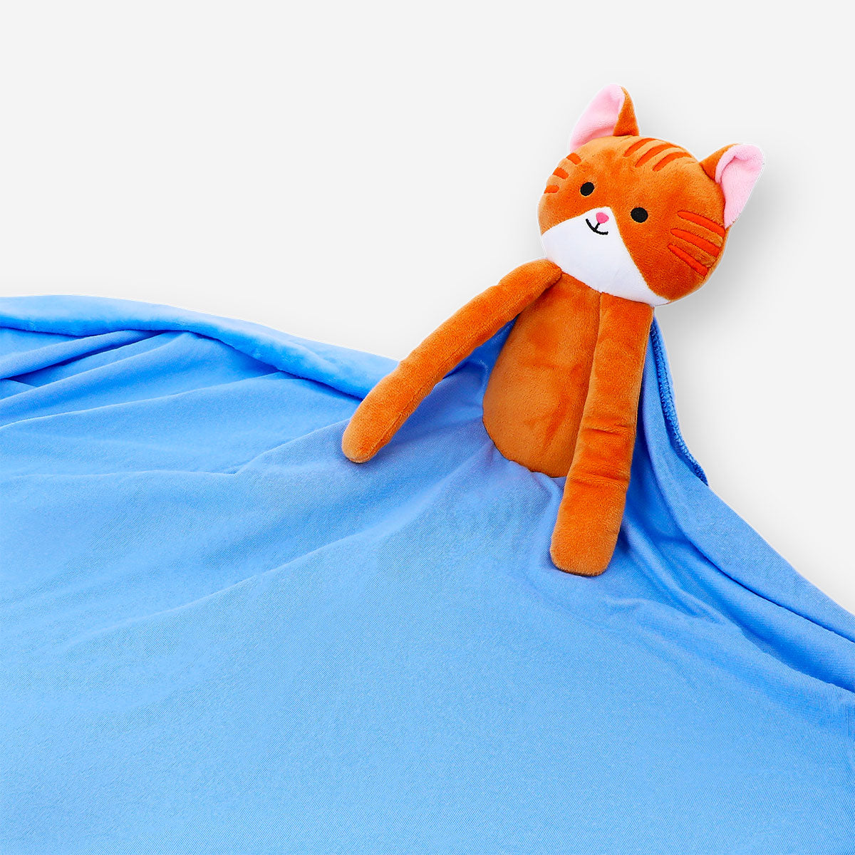 Blanket with plush tabby cat