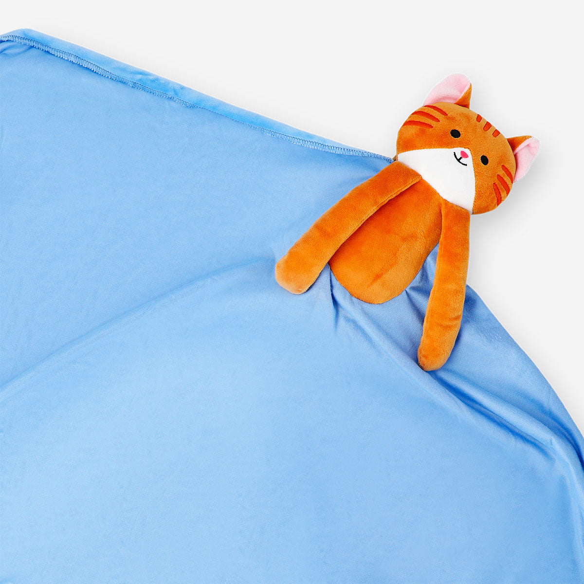 Blanket with plush tabby cat