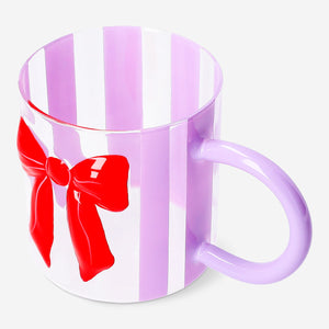 Fiyonk Kabartmalı Çizgili Cam Kupa 550 ml