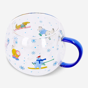 Kayak Köyü Desenli Yuvarlak Cam Kupa 250 ml